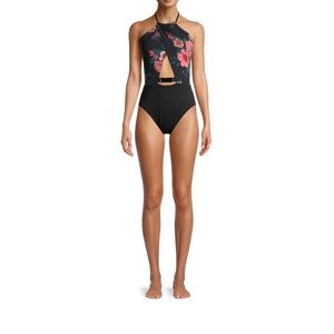 Time‎ and Tru Floral Hardware One Piece Swimsuit Size L((12-14)